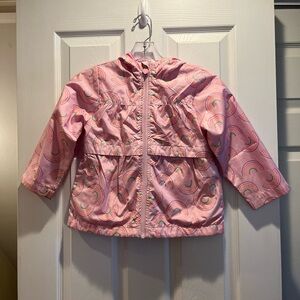OshKosh B'gosh Pink Raincoat with Rainbow Design Spring Jacket 3T